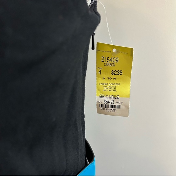 Carbon Black Sheath Dress with Blue Accent Belt A3 - Picture 5 of 11